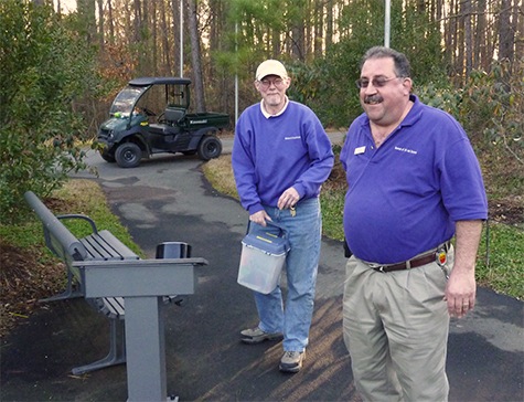 Frank (right - formerly Exhibits) and Richard M (Exhibits) do some late season exhibit prep.