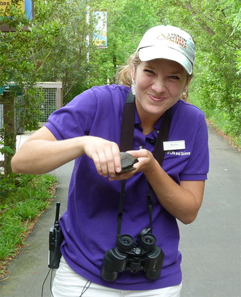 Kristin (Ranger) shows why the turtle she's holding is called a musk turtle, or stinkpot.