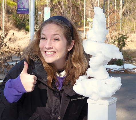 Kristin (Ranger) shows her approval of a makeshift snowman in Catch the Wind.
