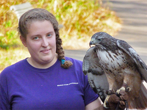 Animal Keeper Autumn and Misha out for a walk.
